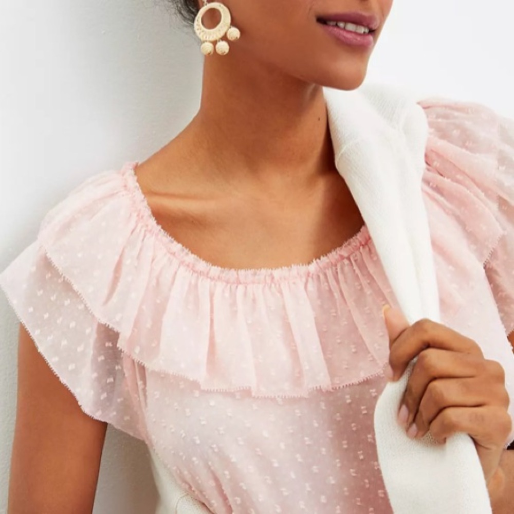 LOFT Clip Dot Ruffle Shell - Picture 3 of 6
